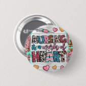 Verpleging is een kwestie van het hart Knop Ronde Button 5,7 Cm (Voorkant /achterkant)