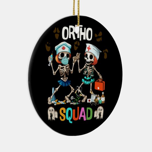 Verpleging Ortho Squad Skeletten Halloween Orthope Keramisch Ornament (Rechts)