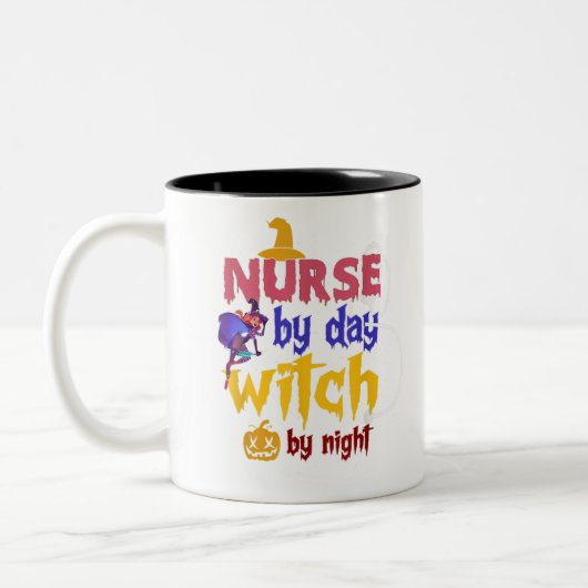 Verpleging per dag heks door acht  halloween zuren tweekleurige koffiemok (Links)