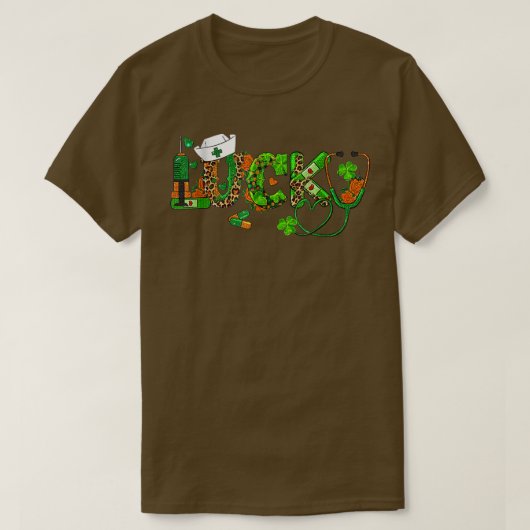 Verpleging St Patricks Day EKG Shamrock Lucky Nurs T-shirt (Design voorkant)