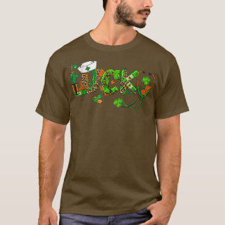 Verpleging St Patricks Day EKG Shamrock Lucky Nurs T-shirt