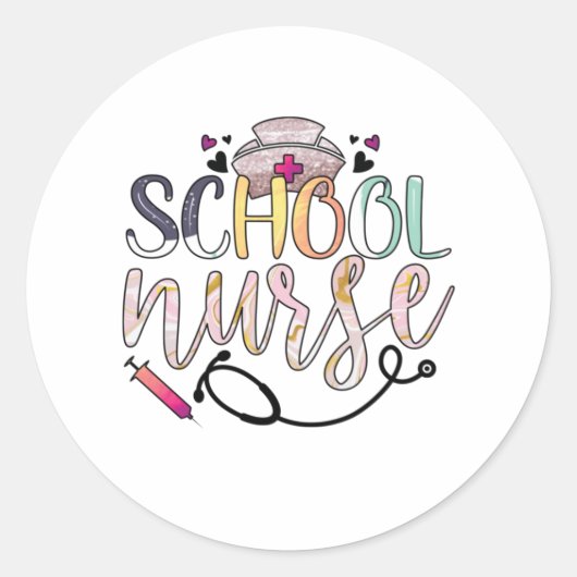 Verpleging van zustschool ronde sticker (Voorkant)