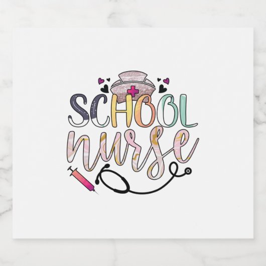 Verpleging van zustschool sparkling wijnetiket (Enkel label)