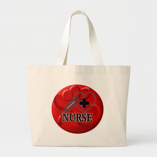VERPLEISTE BLOEDCELLEN SYRINGE HART LOGO GROTE TOTE BAG (Voorkant)