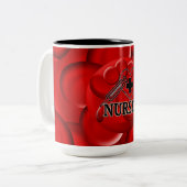 VERPLEISTE BLOEDCELLEN SYRINGE HART LOGO TWEEKLEURIGE KOFFIEMOK (Voorkant links)