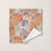 Verplette Abrikozen Solid met Onderzeese Print Bad Handdoek (Wasdoekje)