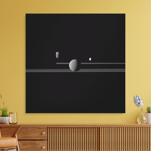Verplette Canvasafdruk van de Moons van Saturnus Canvas Afdruk (Insitu (Woonkamer))