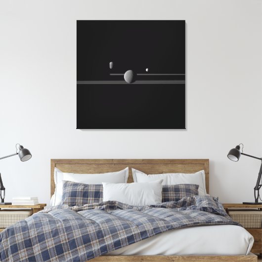 Verplette Canvasafdruk van de Moons van Saturnus Canvas Afdruk (Insitu (Slaapkamer))