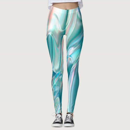 Verplette curven in lichtschaduwen van blauw en ro leggings (Voorkant)