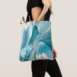Verplette curven in lichtschaduwen van blauw en ro tote bag