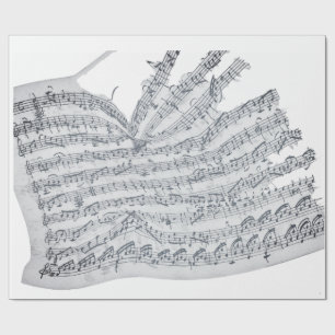 Verplette , handgeschreven melodie op roet cadeaupapier