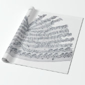 Verplette , handgeschreven melodie op roet cadeaupapier (Uitgerold)