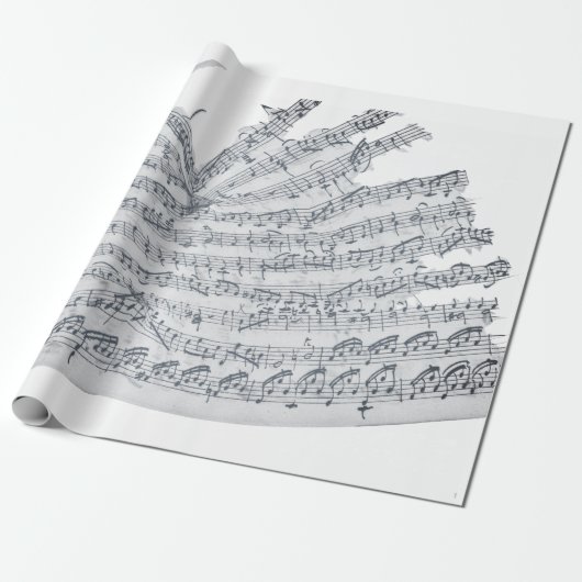 Verplette , handgeschreven melodie op roet cadeaupapier (Uitgerold)