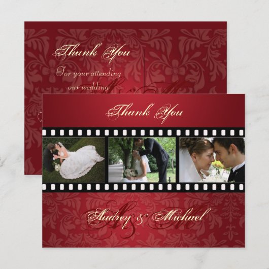 Verplette Rode Fluweel/Foto's Dank u briefkaarten (Voorkant / Achterkant)