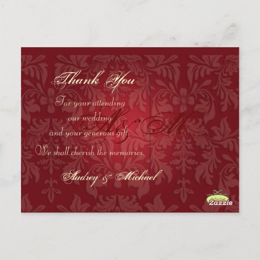 Verplette Rode Fluweel/Foto's Dank u briefkaarten (Achterkant)