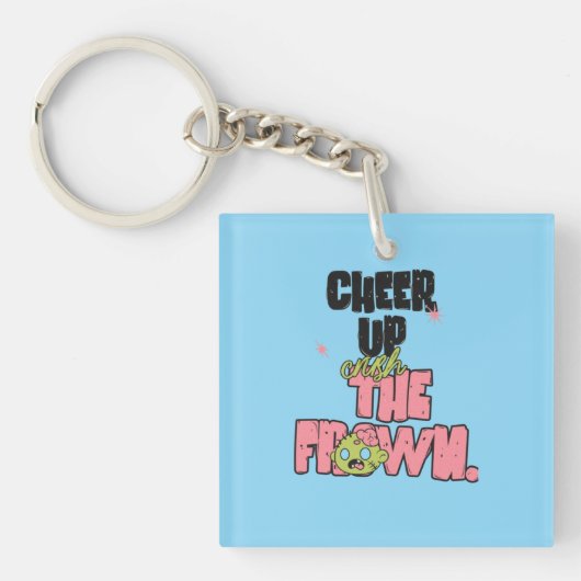 VERPLETTER DE FRONS OPBEURENDE ACRYLIC SLEUTELRING SLEUTELHANGER (voorkant)