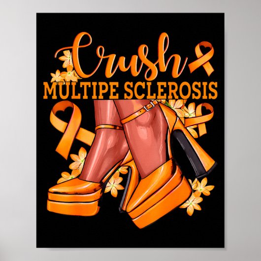 Verpletter Multiple Sclerose Bling Oranje Lint Bew Poster (Voorkant)