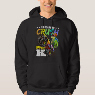 Verpletter Pre K Dinosaurus Monstertruck Terug naa Hoodie