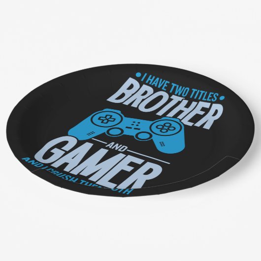 Verpletter twee titels Broer en gamer Papieren Bordje (Gekanteld)