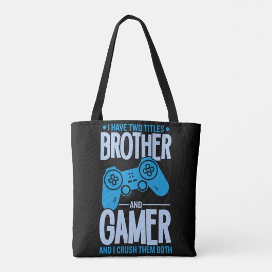 Verpletter twee titels Broer en gamer Tote Bag (Achterkant)