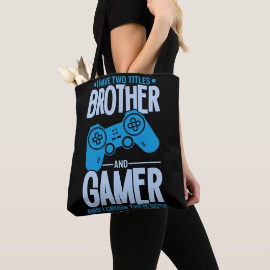 Verpletter twee titels Broer en gamer Tote Bag (Dichtbij)