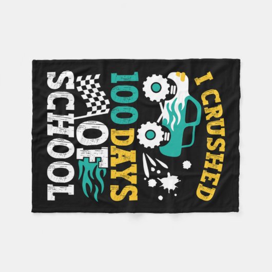 Verpletterd 100 dagen van school monster truck Kin Fleece Deken (Voorkant (Horizontaal))