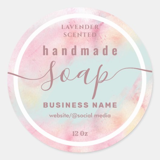 Verpletterd handgemaakte zeeplabel van het manuscr ronde sticker (Voorkant)