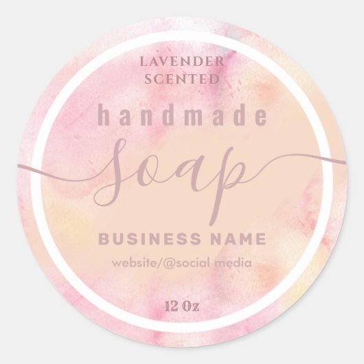 Verpletterd handgemaakte zeeplabel van het manuscr ronde sticker (Voorkant)