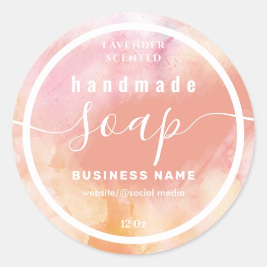 Verpletterd handgemaakte zeeplabel van het manuscr ronde sticker (Voorkant)