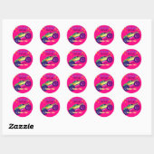 Verpletterd Het MONSTER TRUCK Meisjes Roze Harteli Ronde Sticker (Vel)