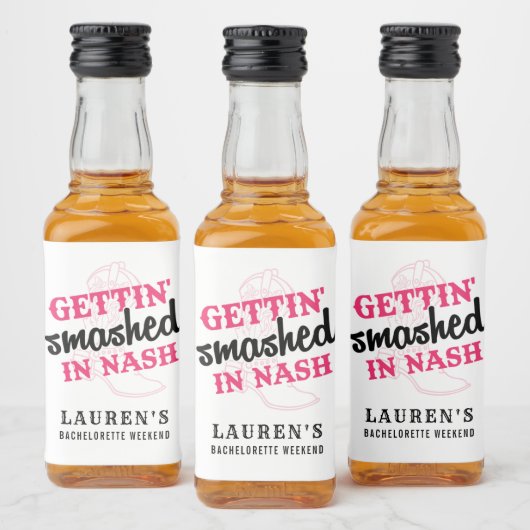 Verpletterd in Nash Bachelorette Mini Fles Label Likeurfles Etiket (Flessen)