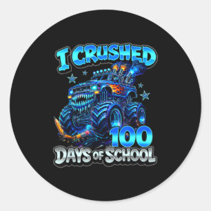 Verpletterde 100 dagen school blauwe monstertruck ronde sticker