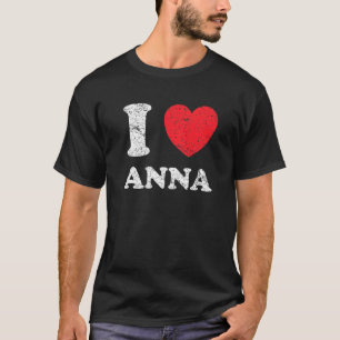 Verpletterde grunge versleten stijl I Love Anna T-shirt