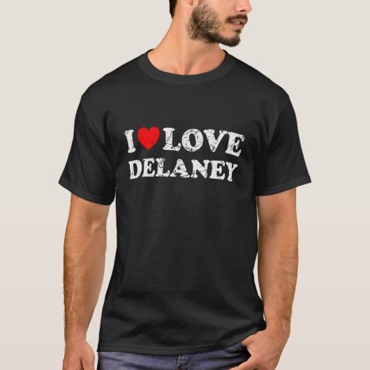 Verpletterde grunge versleten stijl I Love Delaney T-shirt (Voorkant)