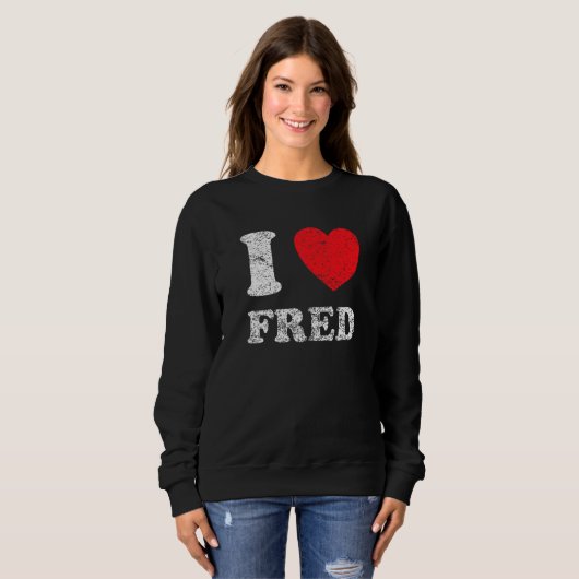 Verpletterde grunge versleten stijl I love fred Trui (Voorkant volledig)