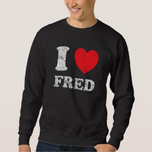 Verpletterde grunge versleten stijl I love fred Trui