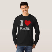 Verpletterde grunge versleten stijl I Love Karl T-shirt (Voorkant volledig)