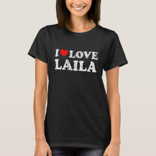 Verpletterde grunge versleten stijl I Love Laila T-shirt