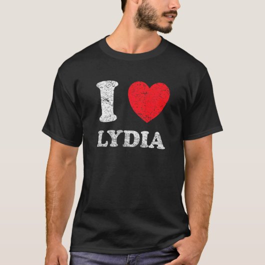 Verpletterde grunge versleten stijl I Love Lydia T-shirt (Voorkant)