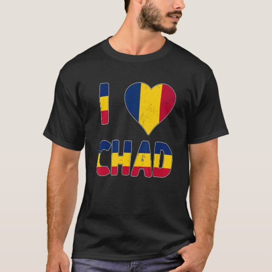Verpletterde grunge versleten stijl I love Tsjaad T-shirt (Voorkant)