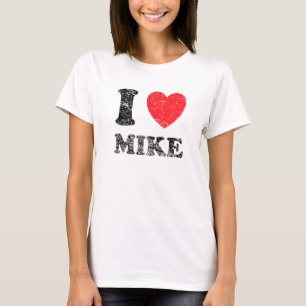 Verpletterde grunge versleten stijl Ik hou van Mik T-shirt