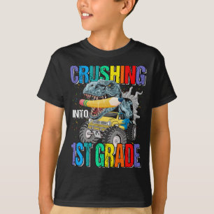 Verpletteren naar 1e Grade Monster Truck Dinosaur T-shirt