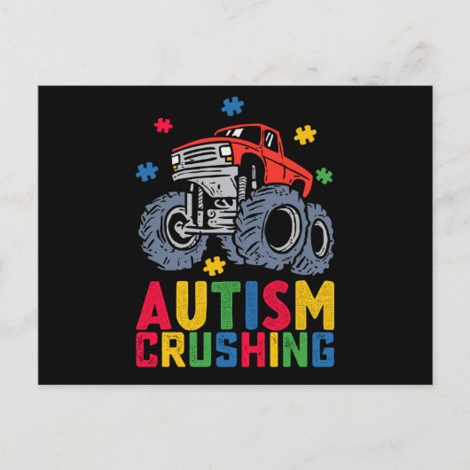 Verpletterend Autisme Monster Truck Awareness Jong Briefkaart (Voorkant)