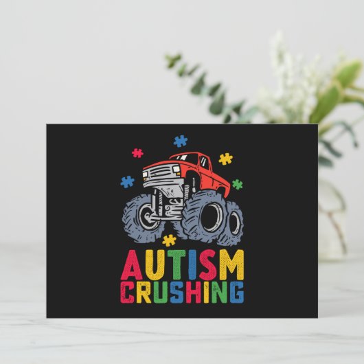 Verpletterend Autisme Monster Truck Awareness Jong Kaart (Staand voorkant)
