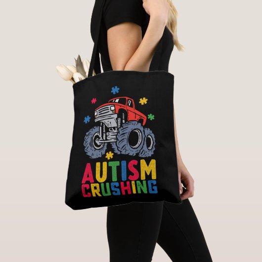 Verpletterend Autisme Monster Truck Awareness Jong Tote Bag (Dichtbij)