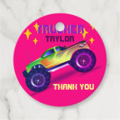 Verpletterend succes MONSTER TRUCK Meisjes Roze Da Bedankjes Labels (Voorkant)