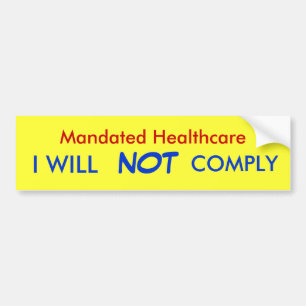 Verplicht gezondheidszorg, IK ZAL NIET VOLTOOIEN Bumpersticker