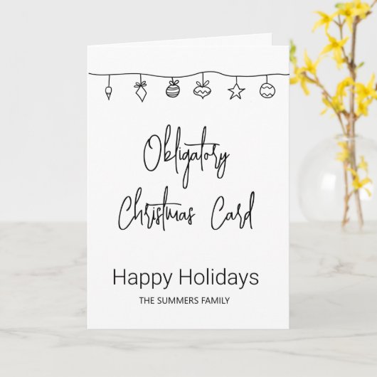 Verplichte kerstkaart funny Doodle Simple Kaart (Gele Bloem)