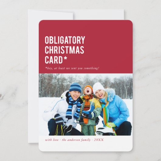 Verplichte Kerstmis... Funny Holiday-fotokaart Feestdagenkaart (Voorkant)