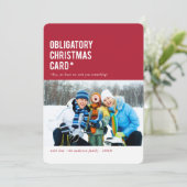 Verplichte Kerstmis... Funny Holiday-fotokaart Feestdagenkaart (Staand voorkant)